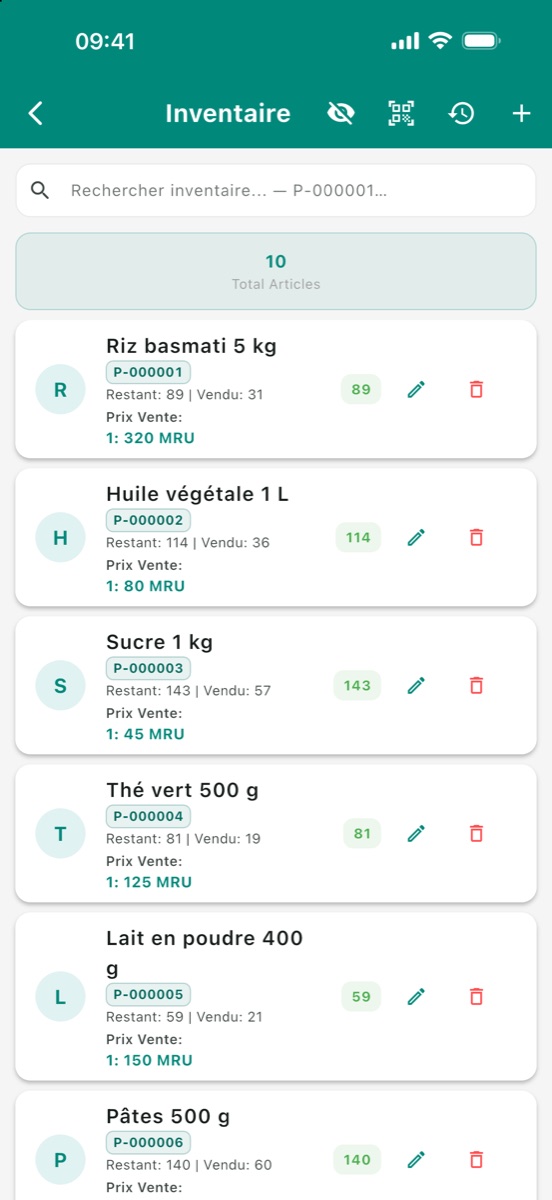 Hisabi iPhone — Inventaire